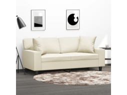 Sofá de Relaxamento HARLANV1 com almofadas decorativas em couro artificial creme (140cm)