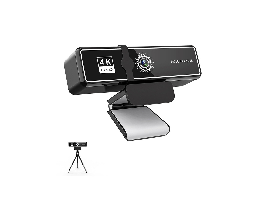 Webcam Usb, 4k, Preta, Com Microfone E Proteção De Privacidade, Para Computador E Videoconferência