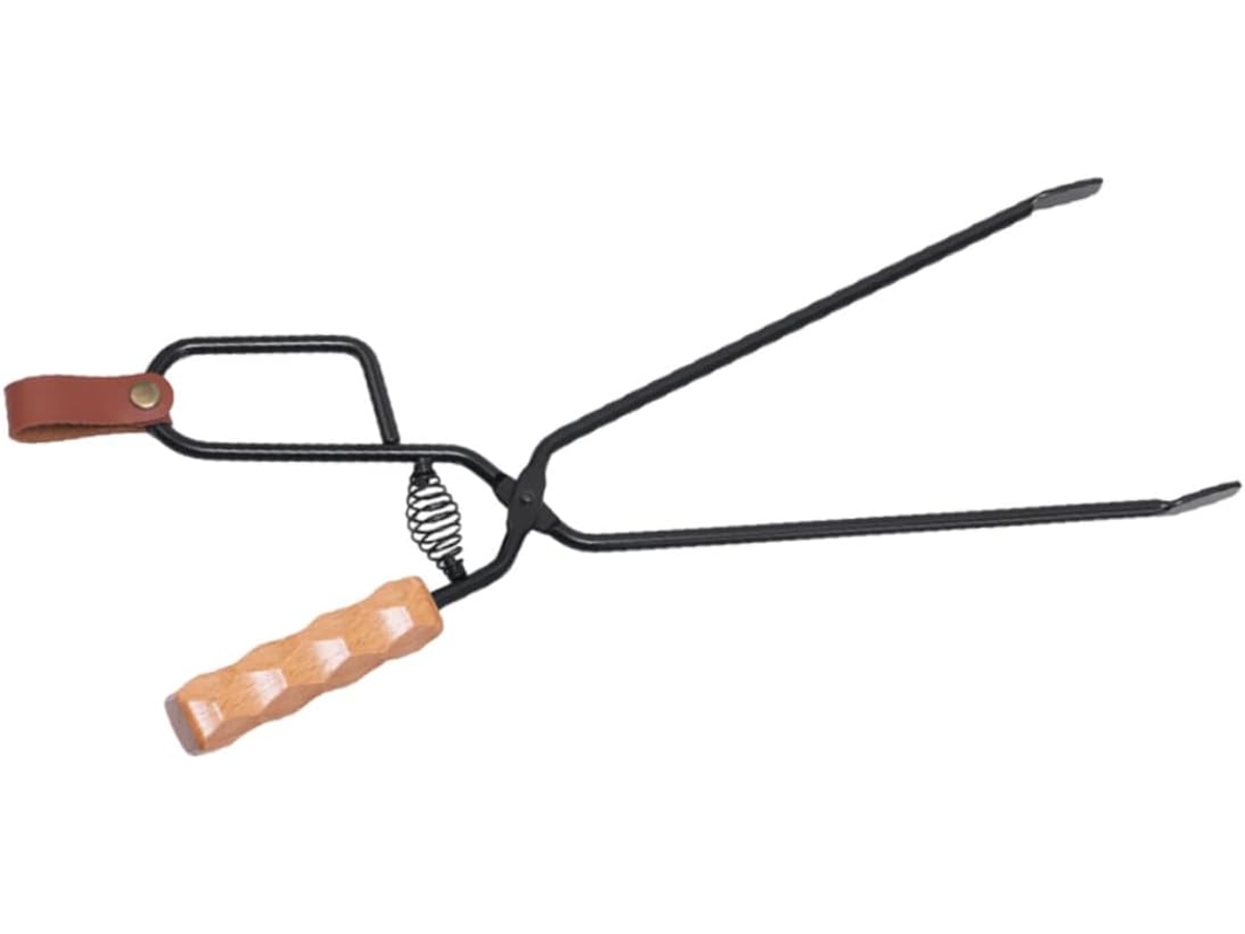 Pinça Extra Longa De Aço Para Lenha Churrasco E Camping, Ferramenta Para Segurar Carvão Em Fogueiras Ao Ar Livre