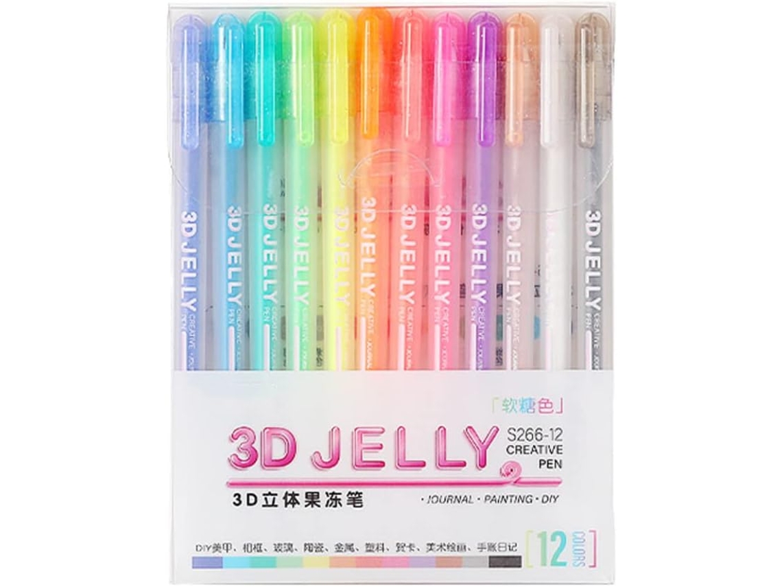 Conjunto De Canetas Gel 3d Com 6/12 Peças Em Cores Sortidas Doces,