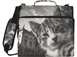 Pasta de mesa da Casa Branca com 3 gatos e Alça Carimbos, fácil de transportar documentos e arquivos, bolsa de armazenamento