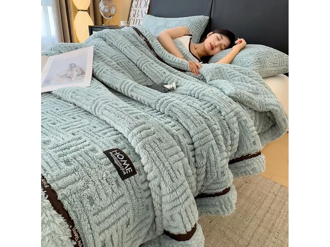 Manta de Lã Macia e Fofa para Outono Inverno Colcha Quente Respirável Sofá cama Sala Estar Artigos Têxteis o L