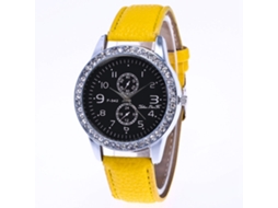 Relógio feminino moderno, à prova d'água, em metal com pulseira ajustável, amarelo.