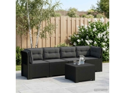Vidaxl Sofá De Jardim 4 Lugares Com Almofadas Look Rattan Pp Antracite