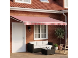 Vidaxl Toldo Retrátil Elétrico Vermelho E Branco 5 X 3 M
