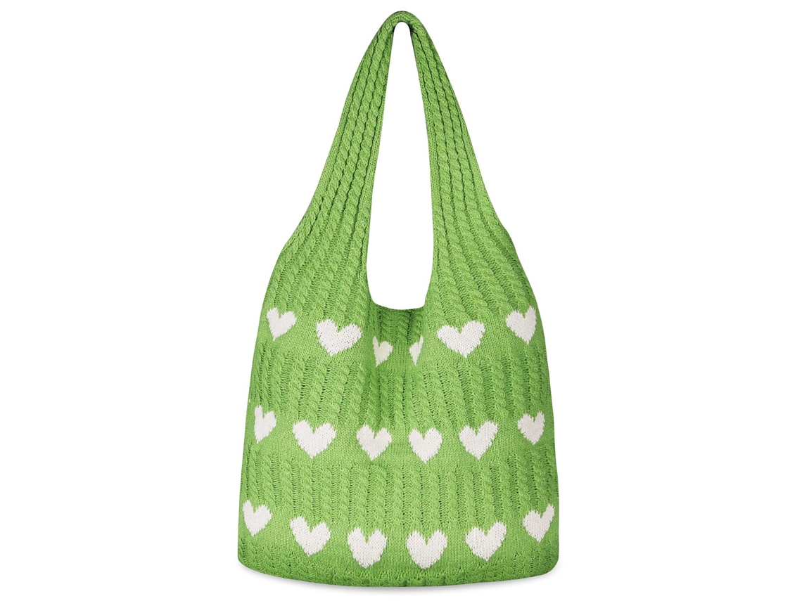 Bolsa de ombro feminina em tricô estilo boho, feita de crochê retrô AQUAFORGE