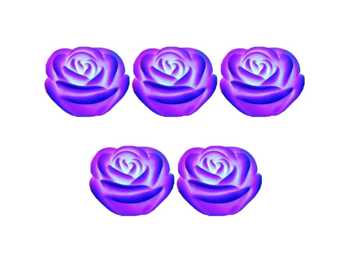 luzes decorativas de velas flutuantes em forma de rosa artificial 5 peças para casamento e jardim