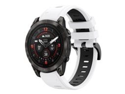 Bracelete Para Garmin Epix Pro (47mm) - Silicone Esportivo - Duas Cores (22mm) Branco + Parte Traseira