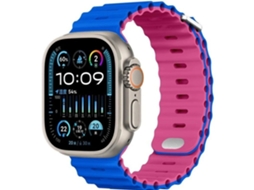 Pulseira ORYSIN Ocean Waves para Apple Watch Ultra 3 49mm em azul e rosa com design resistente e elegante.