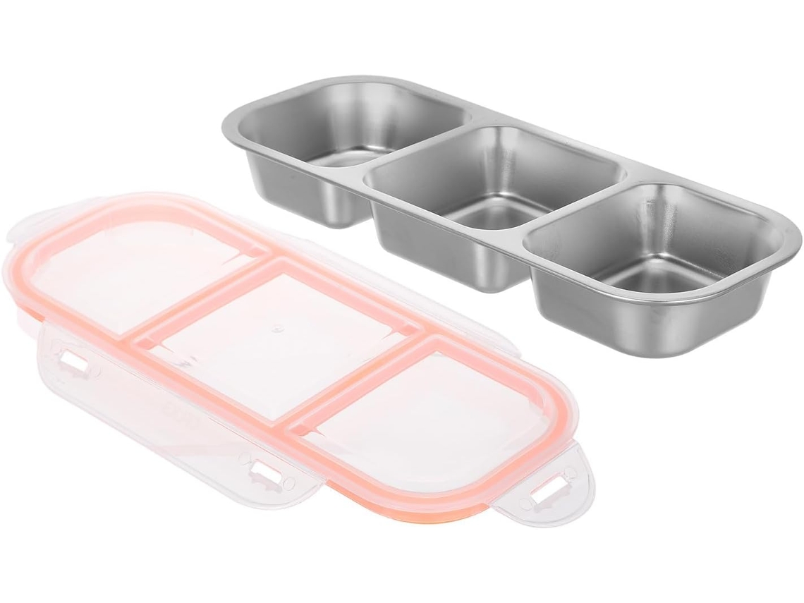 Lancheira Bento Alipis De Aço Inoxidável Com 600ml, 3 Compartimentos Selados E Tampa Hermética Para Armazenar Alimentos