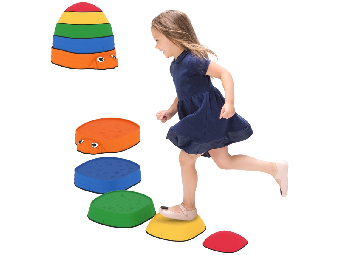 Conjunto de Pedras Equilíbrio Empilháveis para Crianças 5 Peças com Forma Joaninha e Antiderrapantes Multicolor LAMAISON