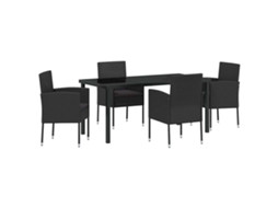 Maison Exclusive - Conjunto De Jantar Para Jardim Com Almofada 5 Pcs Preto Vime Pe