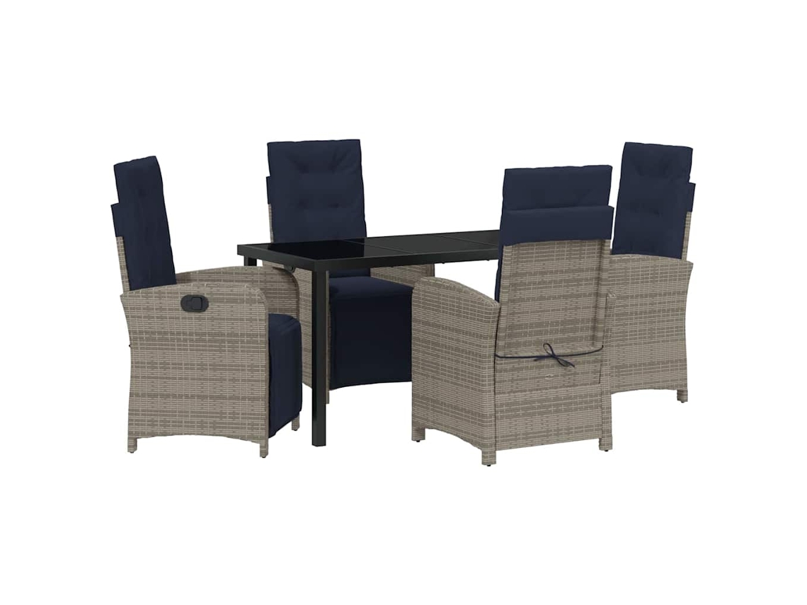Conjunto 5 De Jantar Para Jardim Vidaxl Cinzento Vime Pe