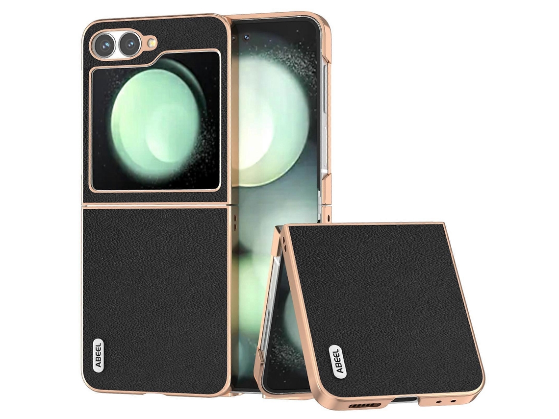 Abeel Galvanoplastia Quadro Couro Pc Litchi Texture Phone Case Para Samsung Galaxy Z Flip6