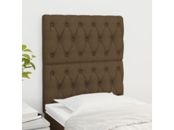 Vidaxl Cabeceira Castanho Escuro 80x7x118/128 Cm Tecido