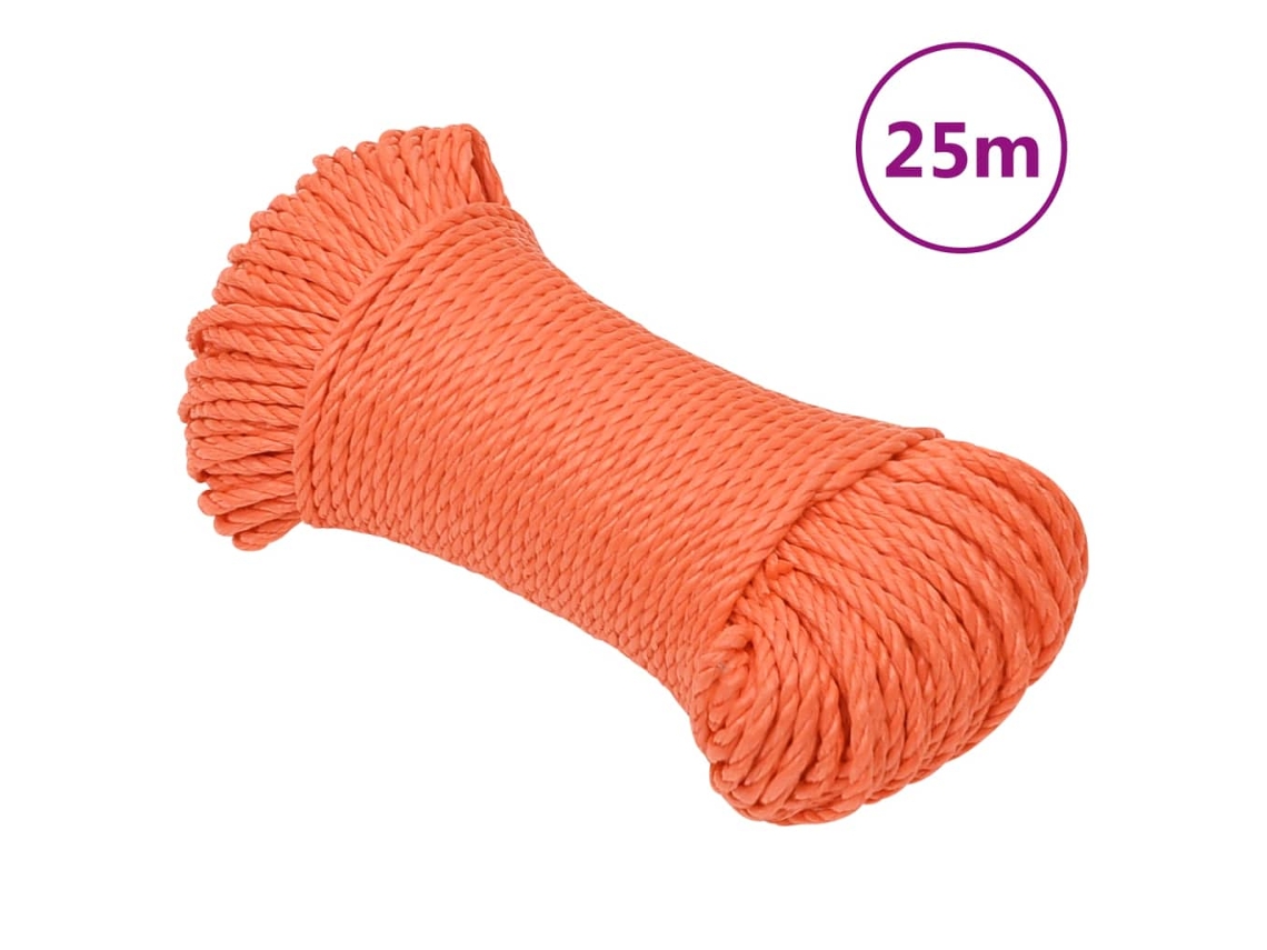 Corda De Trabalho VIDAXL 8 mm 25 m Polipropileno Laranja
