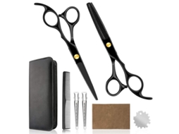 Kit De Tesoura De Corte Cabelo, 8pcs Ferramenta Profissional Para Corte De Cabelo (preta) Cuich