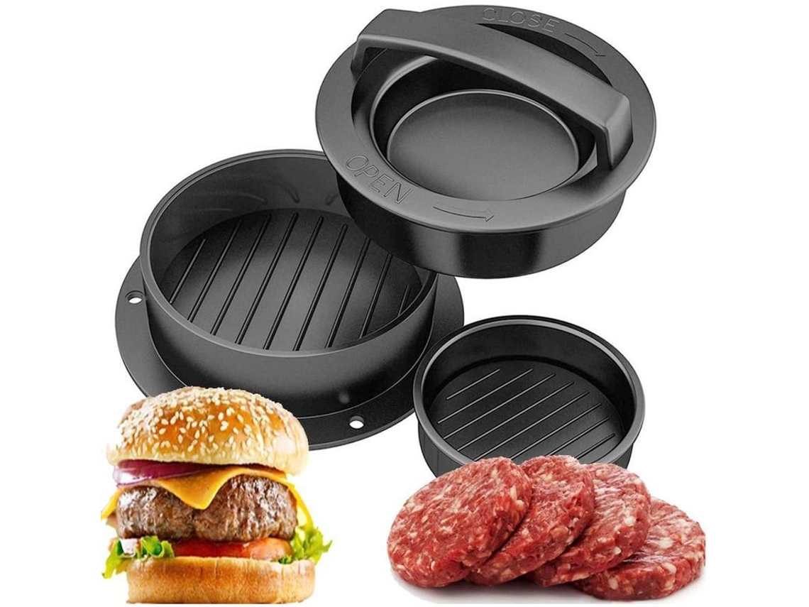 Mold de Hambúrguer Antiaderente 3 em 1 Kit para Patties Perfeitos