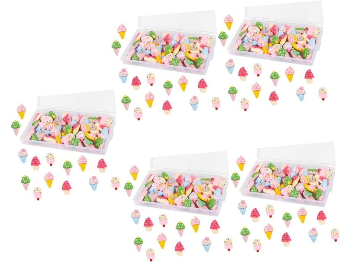Série 5 Tachinhas Pequenas Redondas Em Formato De Sorvete Ideal Para