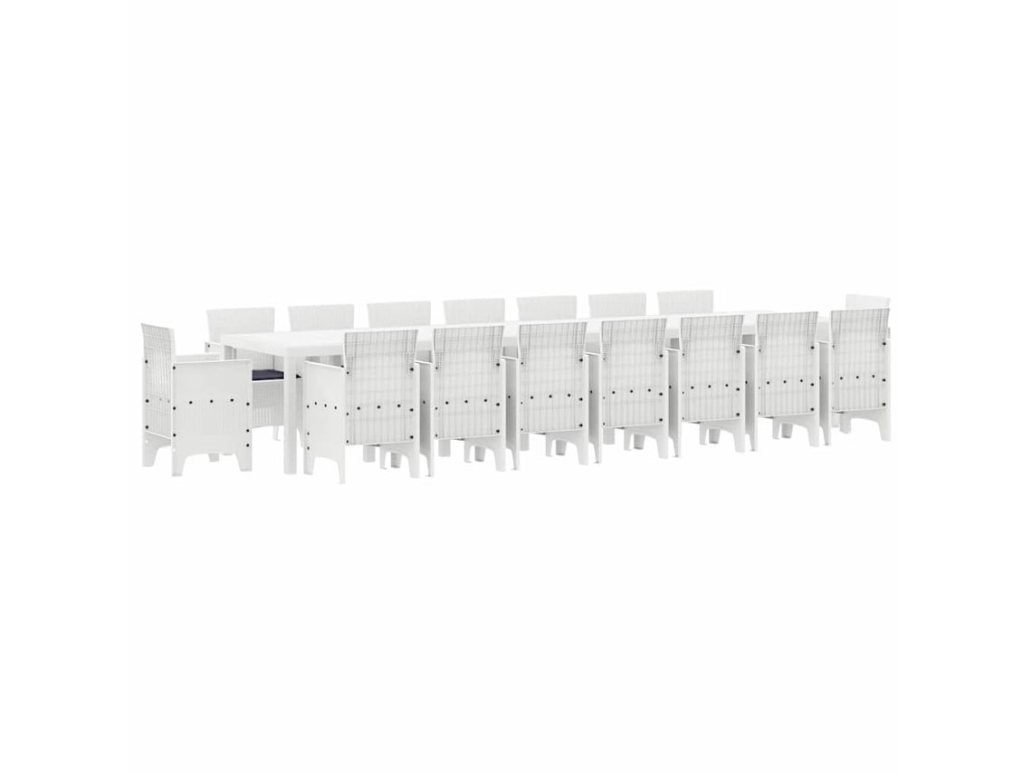 Conjunto 17 Móveis De Jardim Vidaxl Branco Polipropileno (400 X 100 X 73 Cm)
