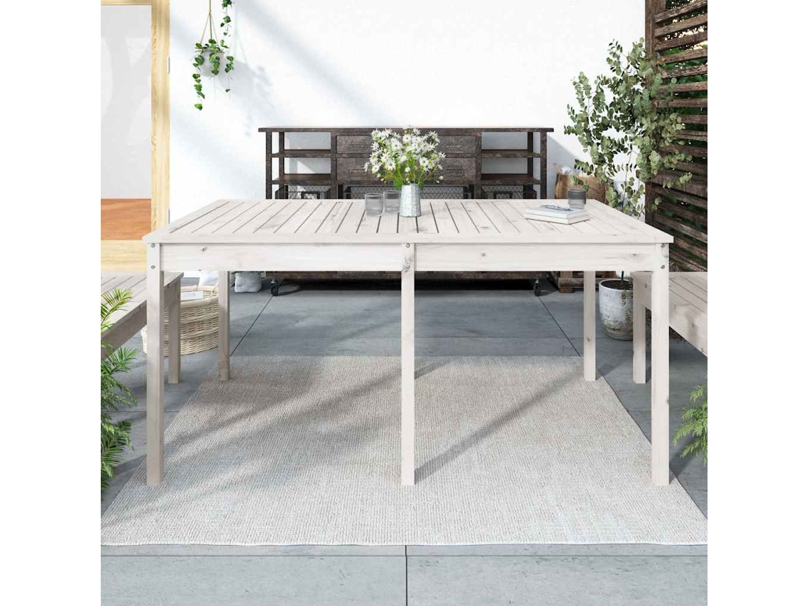 Vidaxl Mesa De Jardim 159,5x82,5x76 Cm Madeira De Pinho Maciça Branco