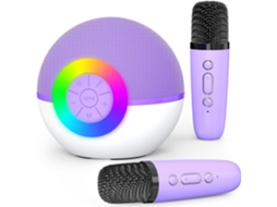 Mini Máquina De Karaokê, Alto Falante Bluetooth Portátil Com 2 Microfones Sem Fio, Brinquedos Para Presente Para Meninos E Meninas Roxo SUNNY SPACES