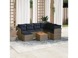 Vidaxl Conjunto De Sofá De Jardim Com 8 Peças E Almofadas Em Rattan Sintético Cinza
