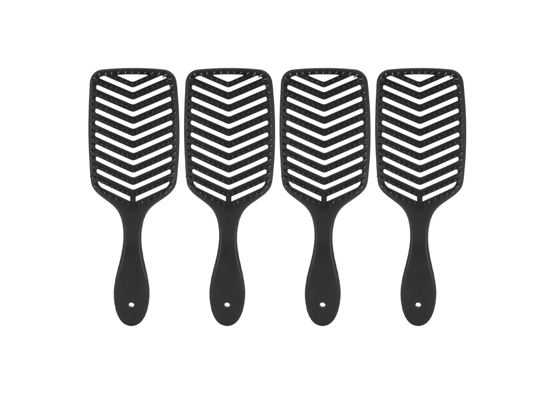 4pcs Black Hollow Out Brushes Scalp Massage Detangling Combs