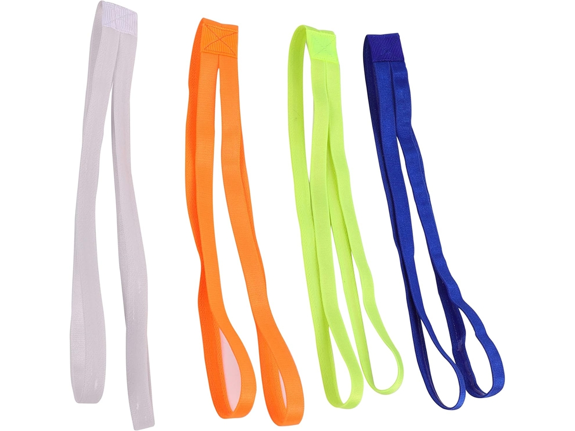 De 4 Faixas De Cabeça Esportivas Em Tecido Elástico Antiderrapante, Cores Vibrantes (branco, Laranja, Amarelo Neon E Gokoco