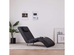 Vidaxl Chaise Longue De Massagem C/ Almofada Couro Artificial Preto