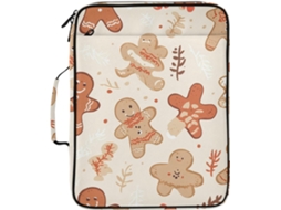 Pasta Fofa Biscoitos De Natal, Bege, Expansível Com Fichário De 3 Argolas, Organizador Com 7 Bolsos Escola