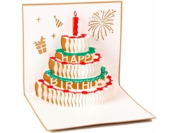 Cartão de Aniversário Criativo em 3d, Feito Papel Dourado com Envelope, Ideal para Amigos e CHABERLU
