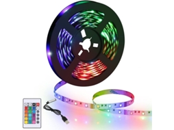 Fita Led Rgb 5 M Controlo Por App Com Comando Autoadesiva Flexível Para Tv E Quarto - Lurelia