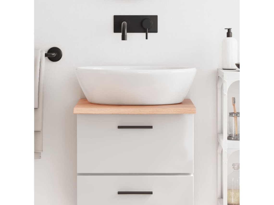 Vidaxl Bancada P/ Wc 40x50x2 Cm Madeira Maciça Tratada Castanho-claro