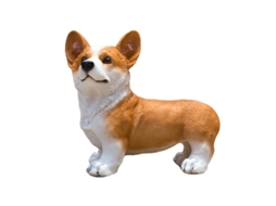 Estátua Corgi Amarela Resina Pequena Jardim Mesa
