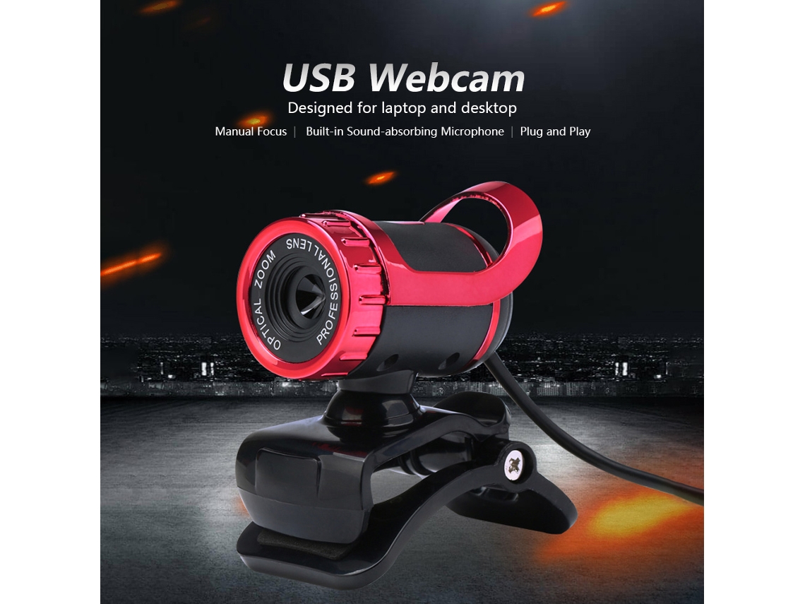 Webcam De Mesa Usb 2.0 Com Microfone Para Pc Notebook Câmera Web Vermelha Web Cam