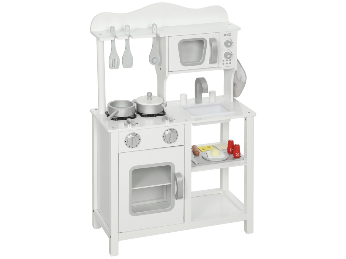 Brinquedo Branco, Para Crianças E Cozinha, Em Madeira