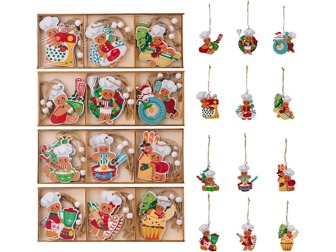 Enfeites De Natal Em Forma De Boneco De Gengibre, Conjunto Com 36 Bonecos Para Árvore De Natal.
