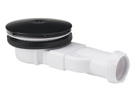 Sifão Slim para Tabuleiro de Duche Dn40, Acabamento Preto, Ligação Super Plana, 24L/Min