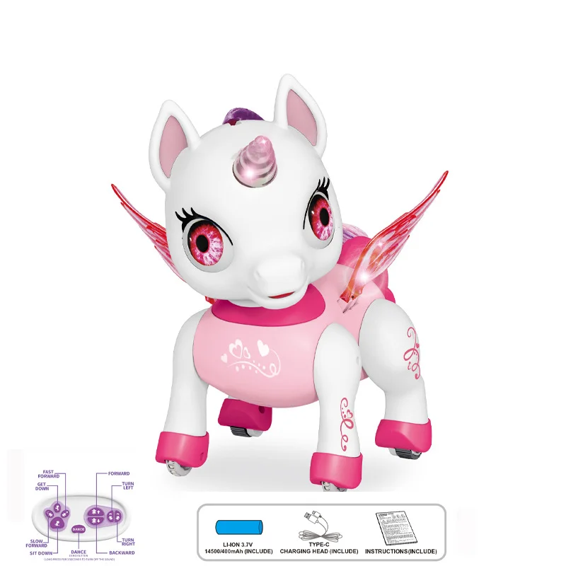 Brinquedo Robô de Controle Remoto, Robô de Estimação Dançante MDUG (unicórnio Rosa)