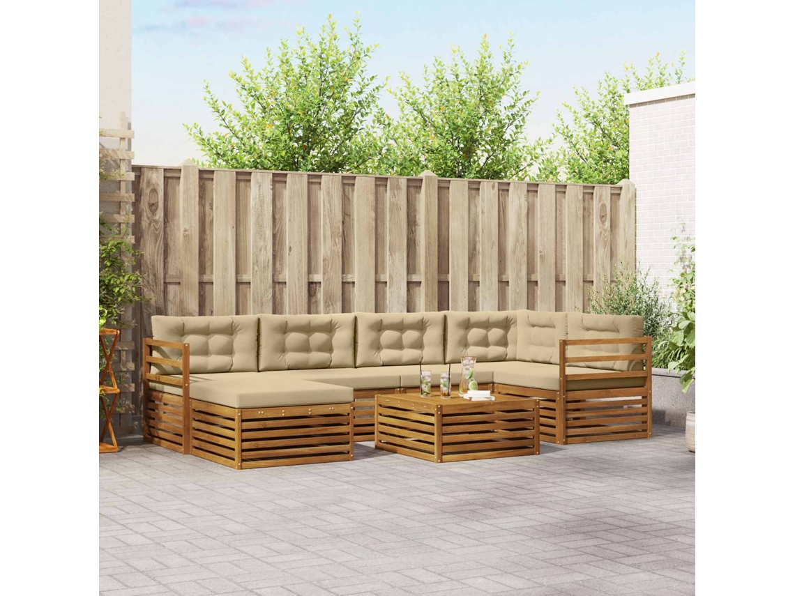 Vidaxl Conjunto De Sofás Para Exterior 7 Unid. Natural E Bege