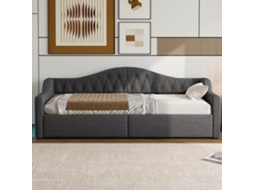 Cama De Dia 90x200 - Estofada Com Led E Arrumação - Cinza