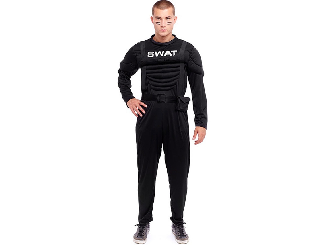 Fato de Homem PARTILANDIA Soldado Swat Musculoso Preto (Tam.: S)