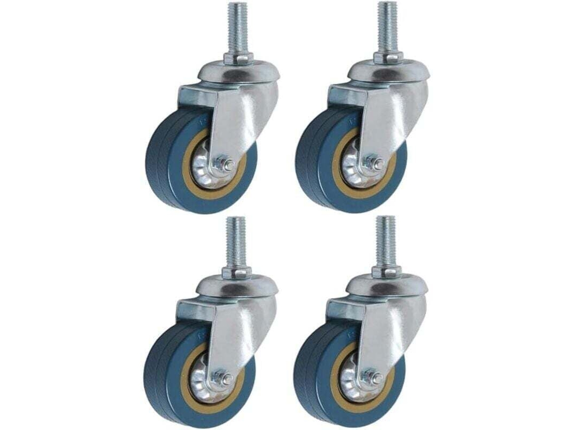 Conjunto De 4 Rodízios Giratórios 360º Para Móveis, 75mm M10, Resistentes..debuns Aquaforge