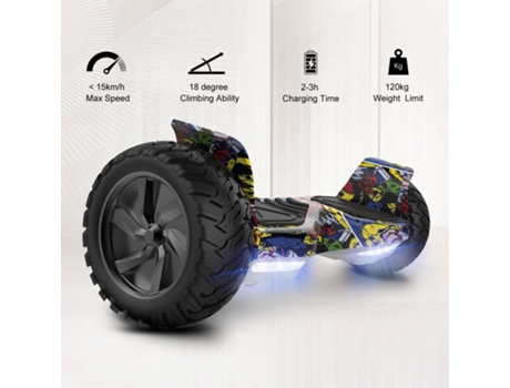 HITWAY Hoverboard 8.5'' com Pneus Todo-o-Terreno, Bluetooth, Luzes LED e Aplicativo - Amarelo