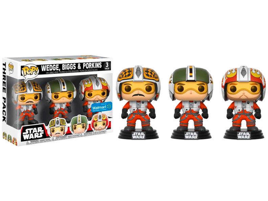 Conjunto de 3 Figuras FUNKO POP! Star Wars Pilots Wedge Biggs e Porkins