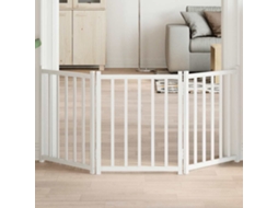 Vidaxl Portão P/ Cães Dobrável 3 Painéis 150 Cm Abeto Maciço Branco