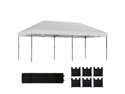 Tenda Dobrável 6x3 M Pop-up Altura Ajustável 3 Níveis Upf50+ Fecho Central Sacos De Areia Bolsa Com Rodas Prateado