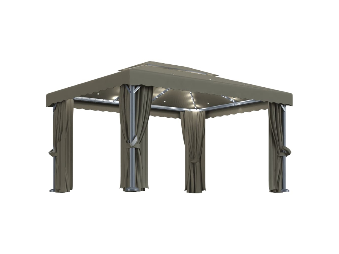 Gazebo VIDAXL Taupe Tecido (4x3 m)