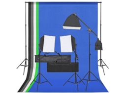 Vidaxl Kit De Estúdio Fotográfico Com Conjunto De Iluminação E Fundo